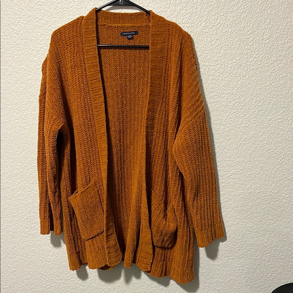 American Eagle Cozy Orange Cardigan Sweater